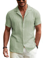 URRU Shirts for Men Casual Summer Button Up Shirts Green Beach Shirts Short Sleeve Cuban Hawaiian Shirts Big and Tall (Light Army Green XX-Large)