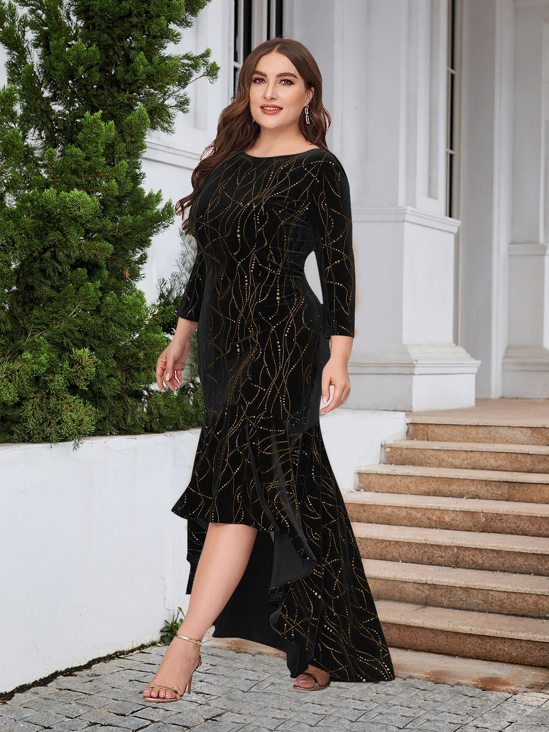 Sample Plus Size Ruffle Hem High-Low Dress Sample Plus Size Ruffle Hem High-Low Dress