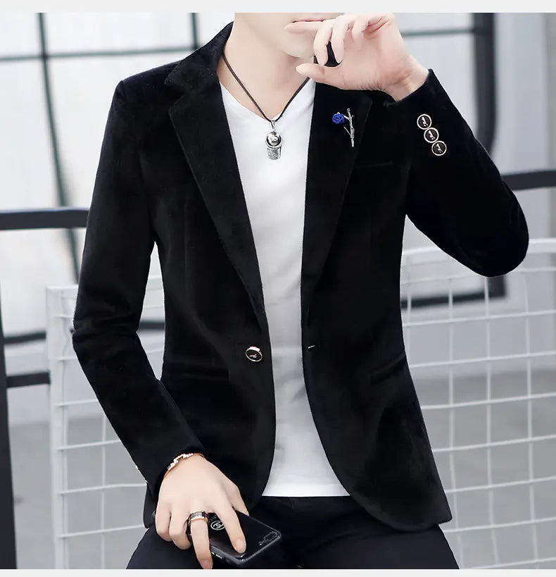 Men's Fleece-Lined Imitation Cashmere Suit Jacket