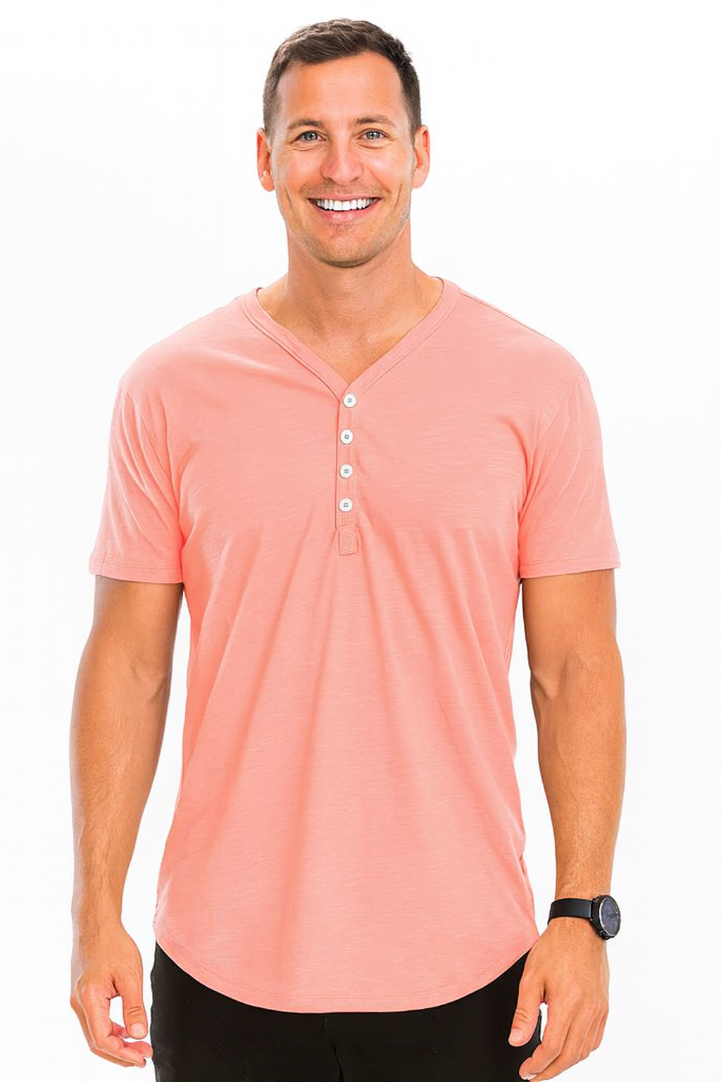 SHORT SLEEVE 4 BUTTON HENLEY SHIRT