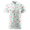 Flamingo Bird Summer Funny Golf Shirts for MenMens Hawaiian Shirts Short Sleeve Novelty Crazy Golf Shirts