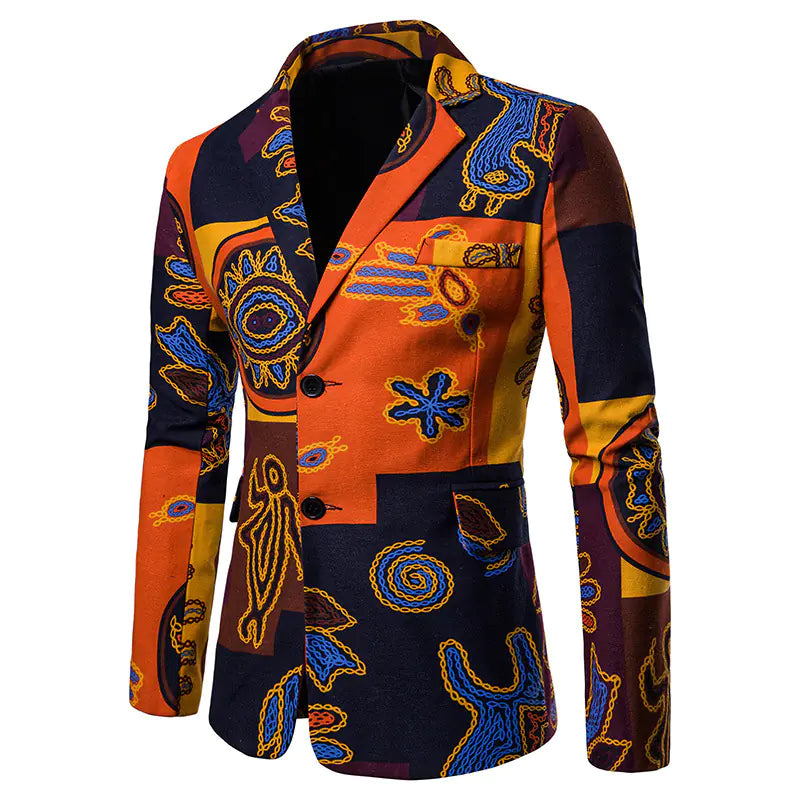 Men's African Print Suit for Nightclub Wear
