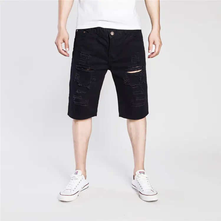 Men's Distressed Ripped Washed Denim Pants