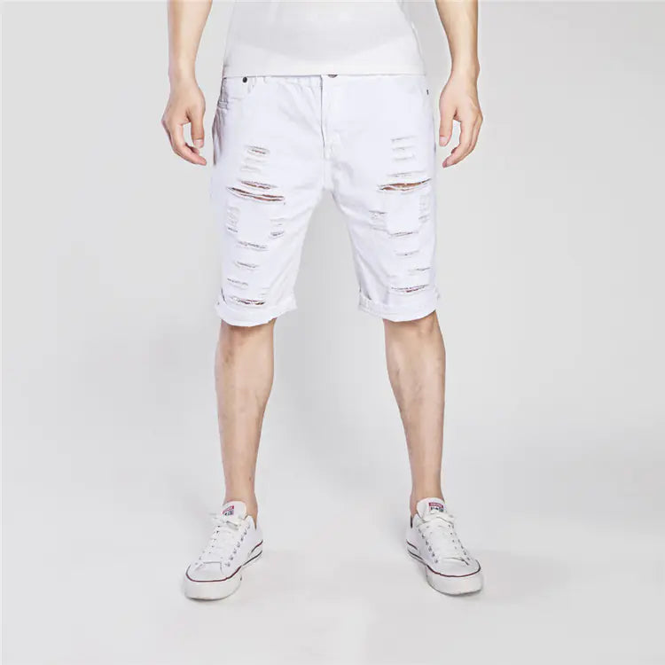 Men's Distressed Ripped Washed Denim Pants