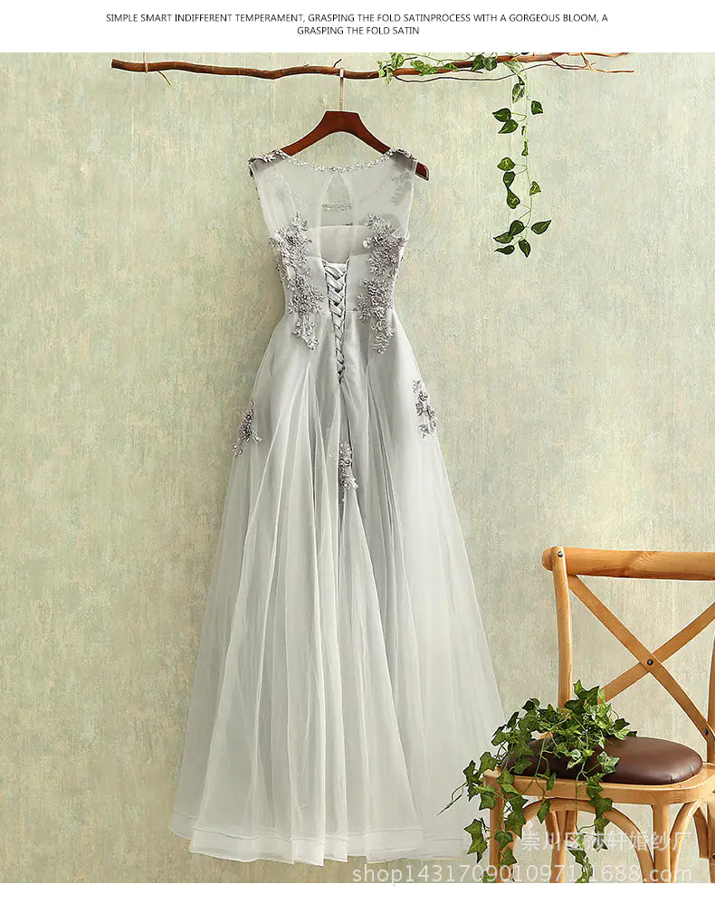 Gray Evening Gown for Parties and Formal Events