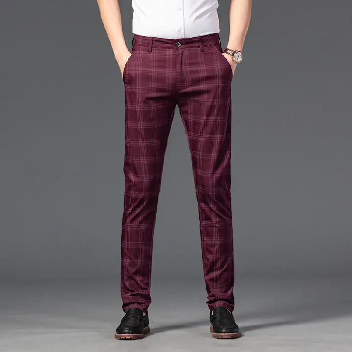 Trendy Men's Youth Plaid Straight Pants