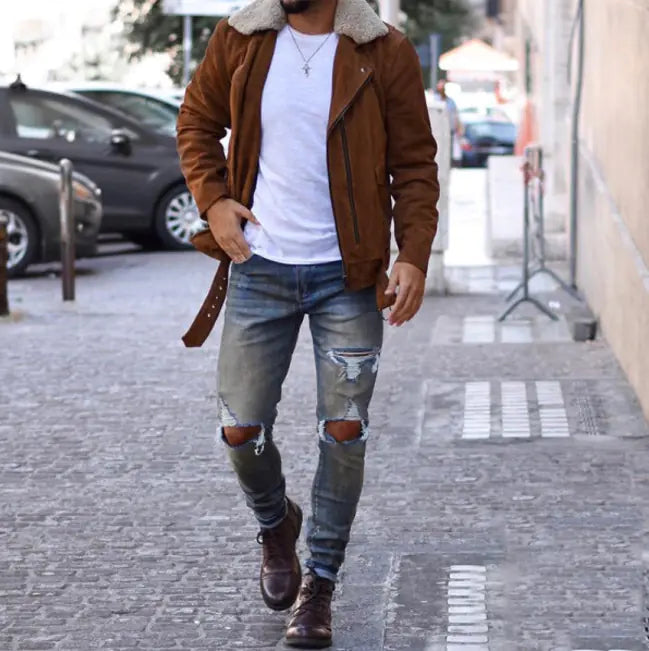 Men's Knee Ripped Jeans Pants