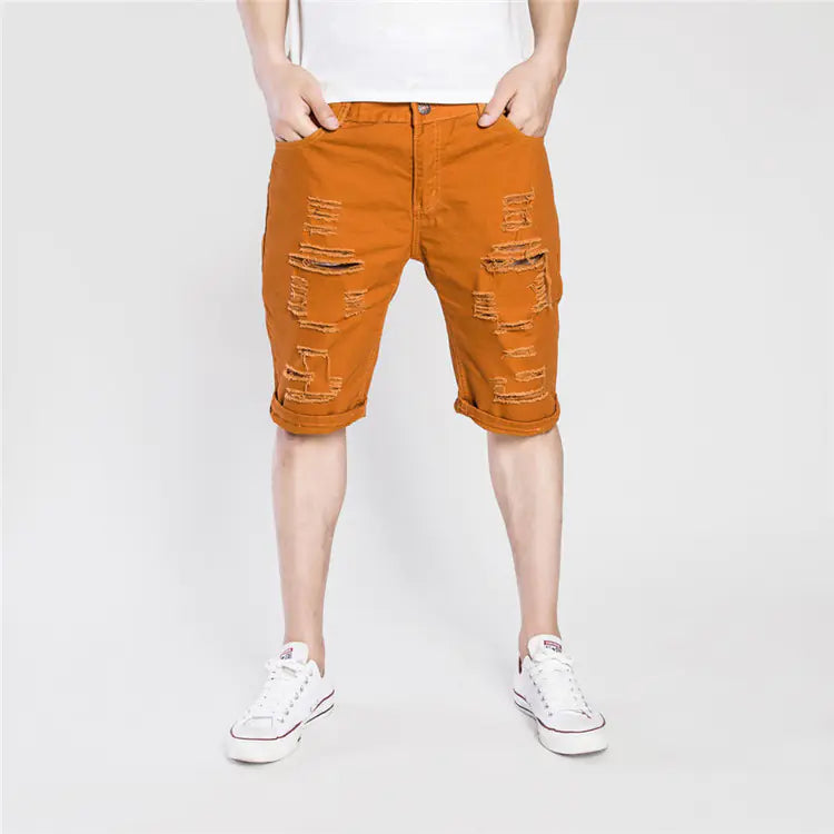 Men's Distressed Ripped Washed Denim Pants
