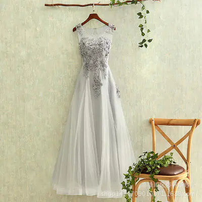Gray Evening Gown for Parties and Formal Events