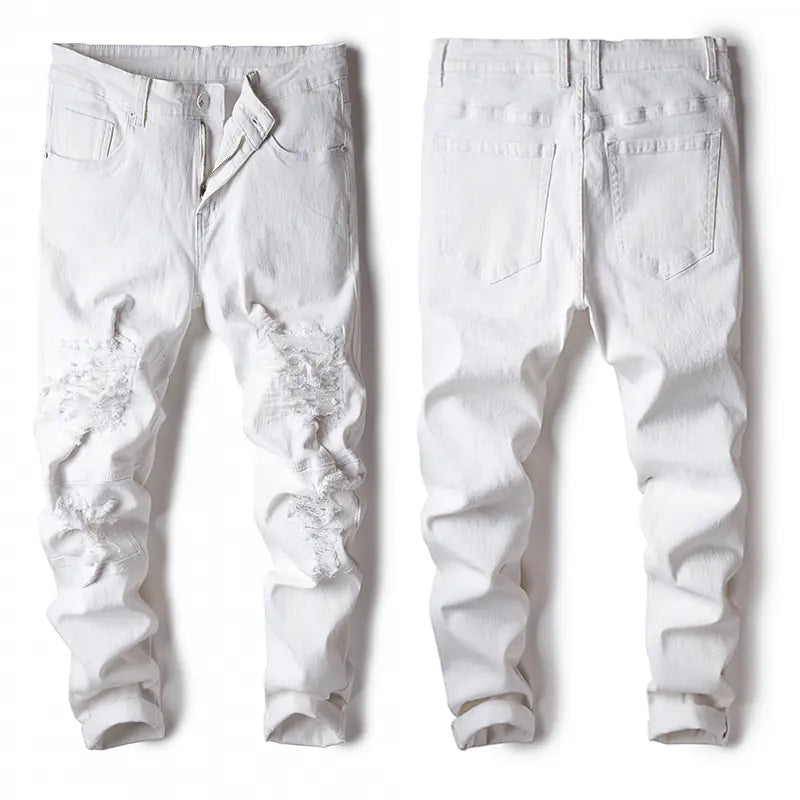 Slim Straight Zipper Pleated Men's Pants (European/American)
