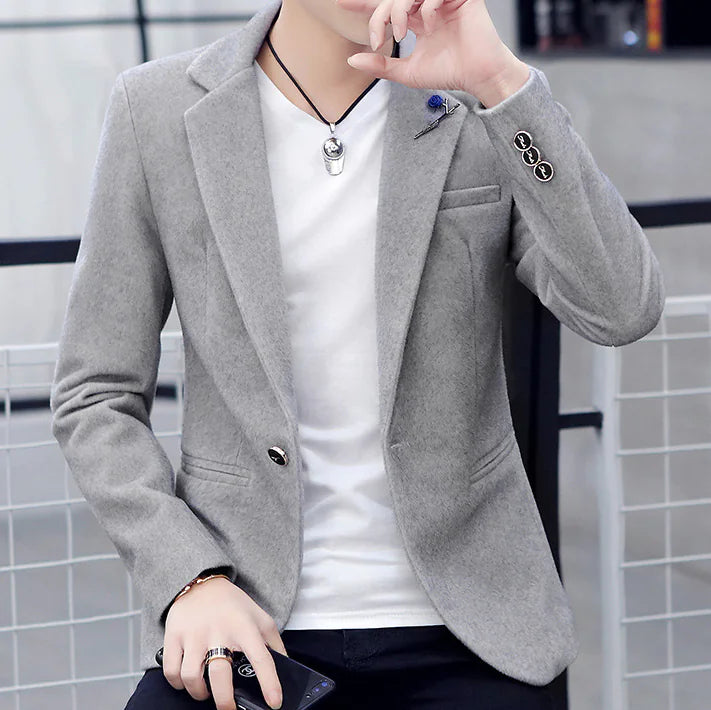 Men's Fleece-Lined Imitation Cashmere Suit Jacket