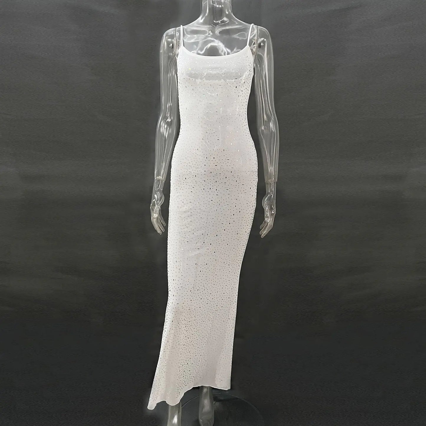 Light Diamond Mermaid Gown with Sexy Suspenders