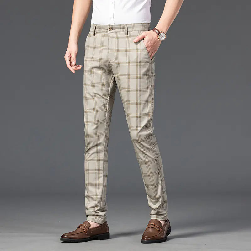 Trendy Men's Youth Plaid Straight Pants