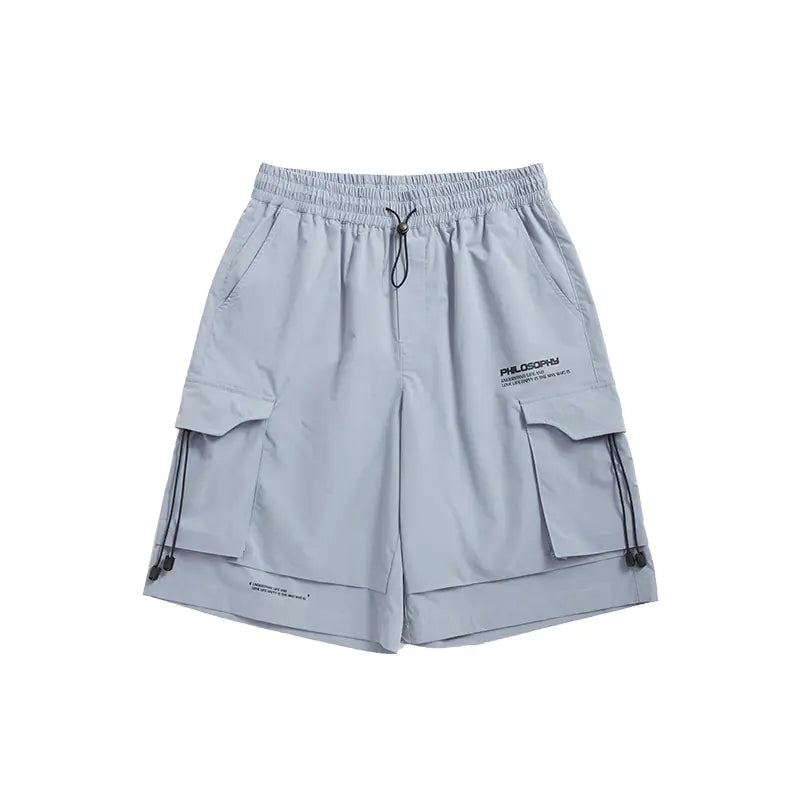 Trendy Multi-Pocket Woven Letter Print Men's Shorts