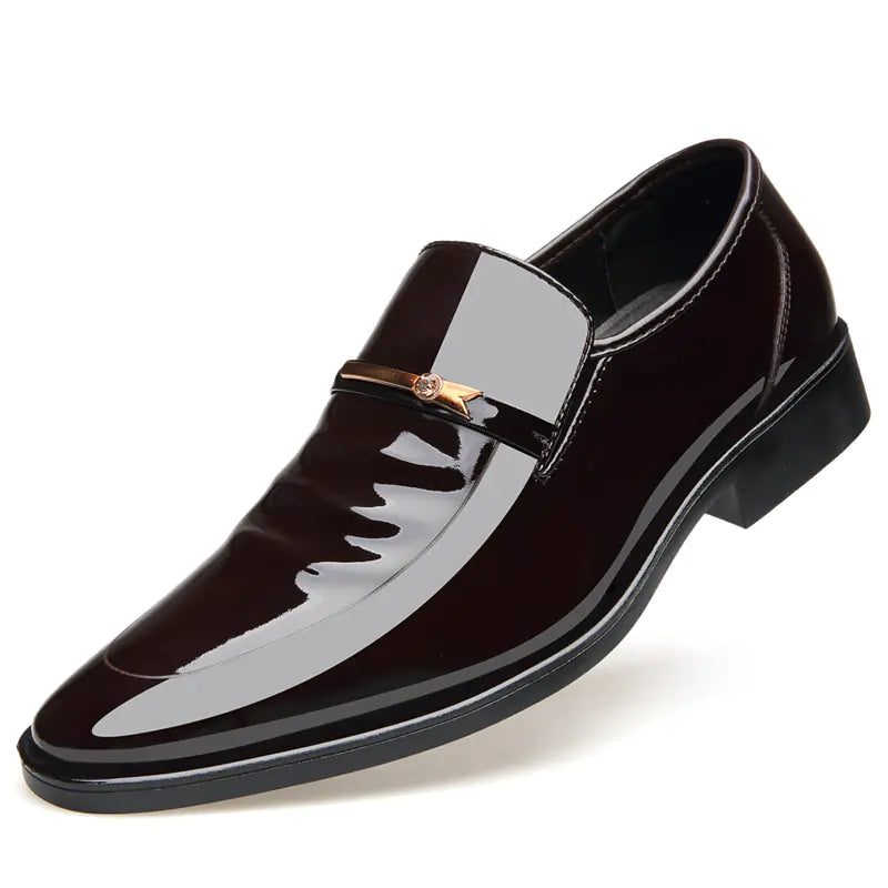 Bright Leather Men's Shoes with Invisible Height Increase