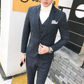 Big Size Men's Suit Three-Piece Set in Dark Gray