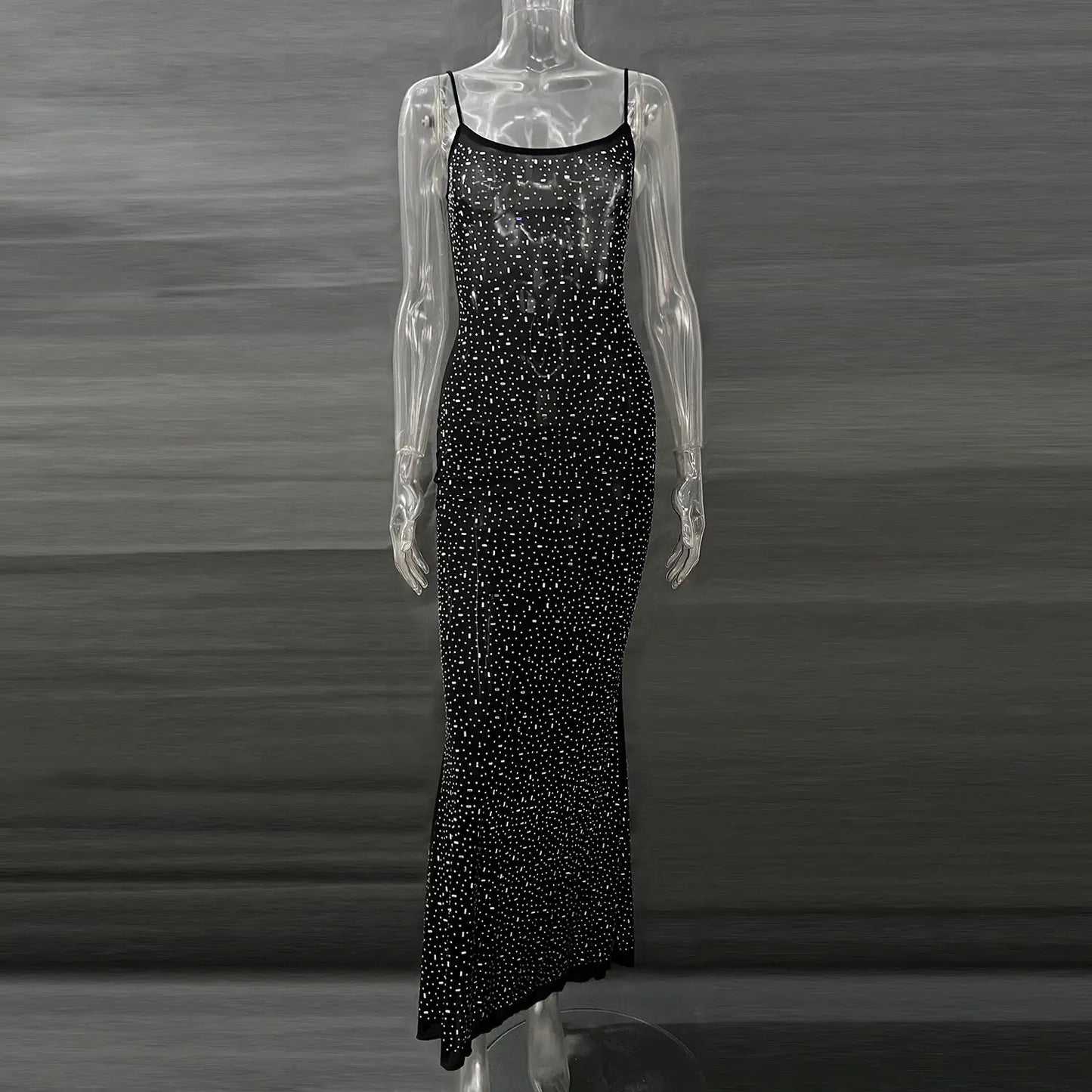 Light Diamond Mermaid Gown with Sexy Suspenders