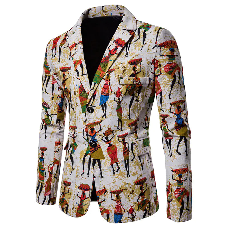 Men's African Print Suit for Nightclub Wear