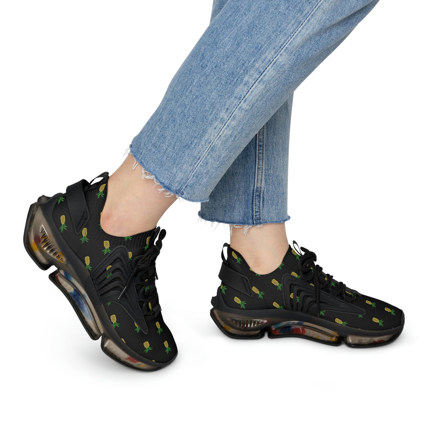 Neon Pineapple–Women's Mesh Sneakers
