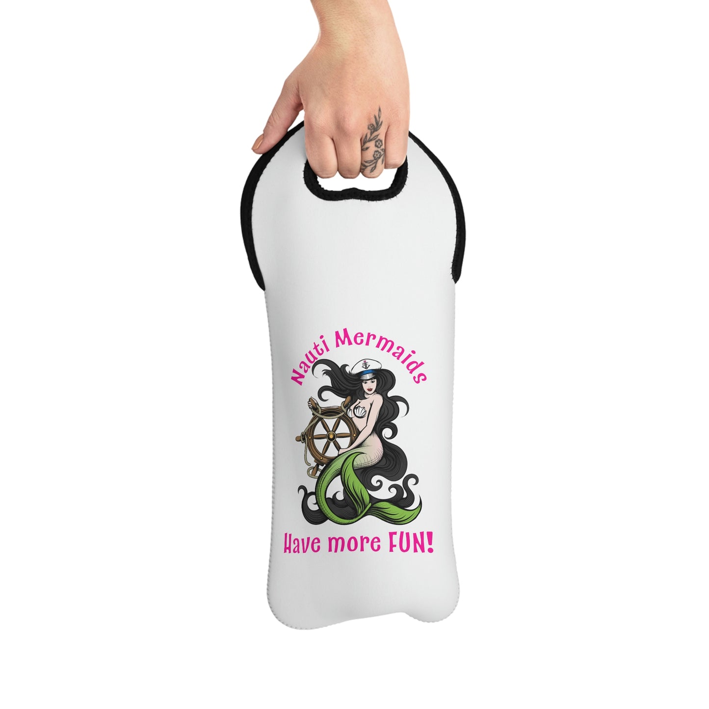 Nauti Mermaids Have More Fun!–Wine Tote Bag