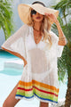 Rainbow Stripe Openwork Slit Cover-Up