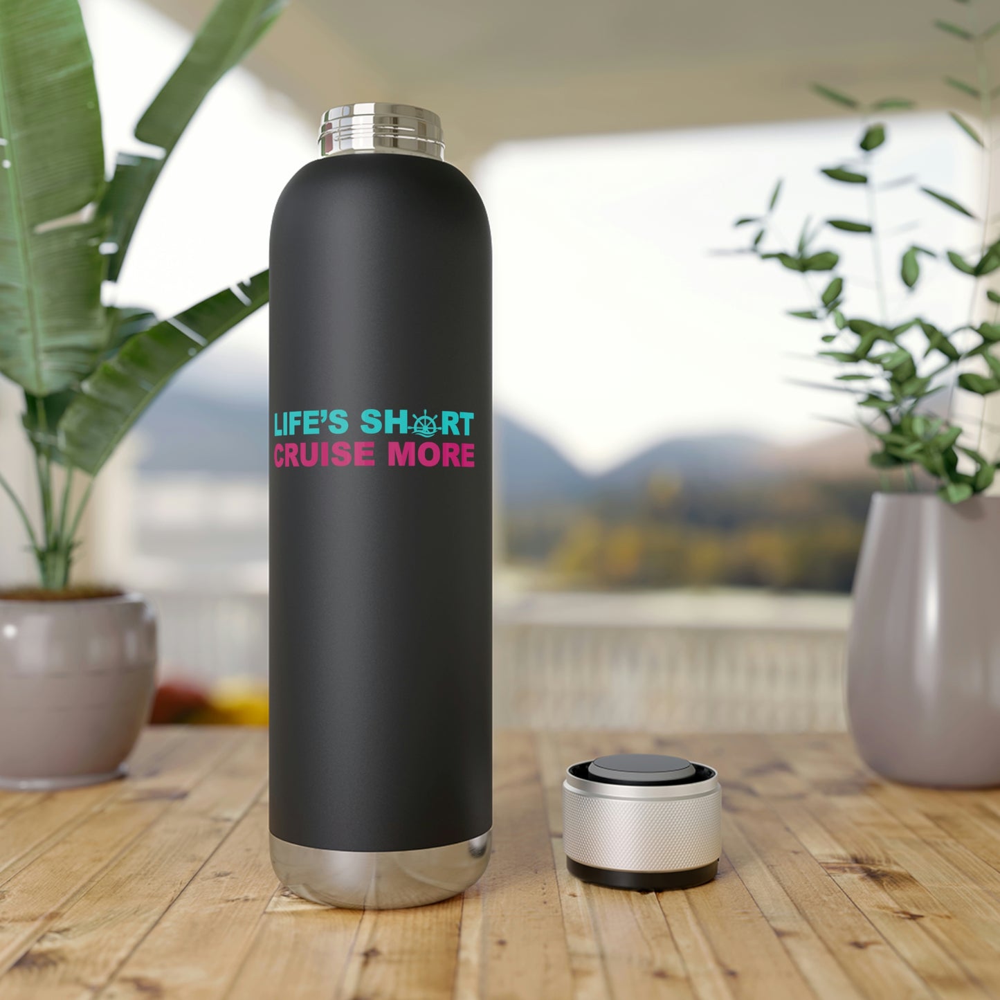 Life's Short Travel More-Soundwave Copper Vacuum Audio Bottle 22oz
